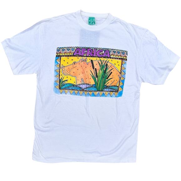 Vintage Y2K Environment 2000 Single Stitch T-Shirt Africa Hippo NWT size Large - Picture 2 of 8